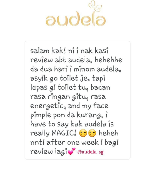My face pimple pun da kurang. Audela is really magic
