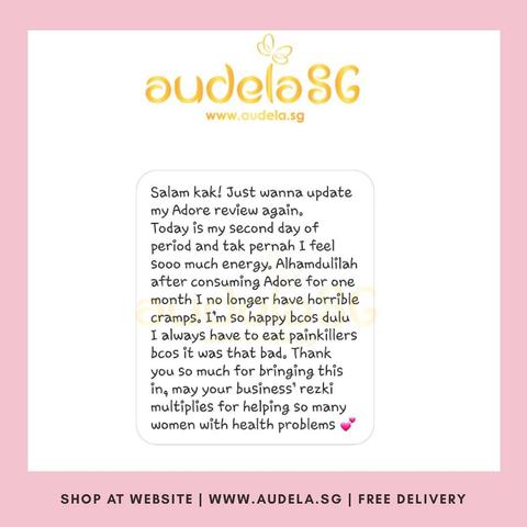 No longer have horrible cramps after consuming Adore! Alhamdulillah.
