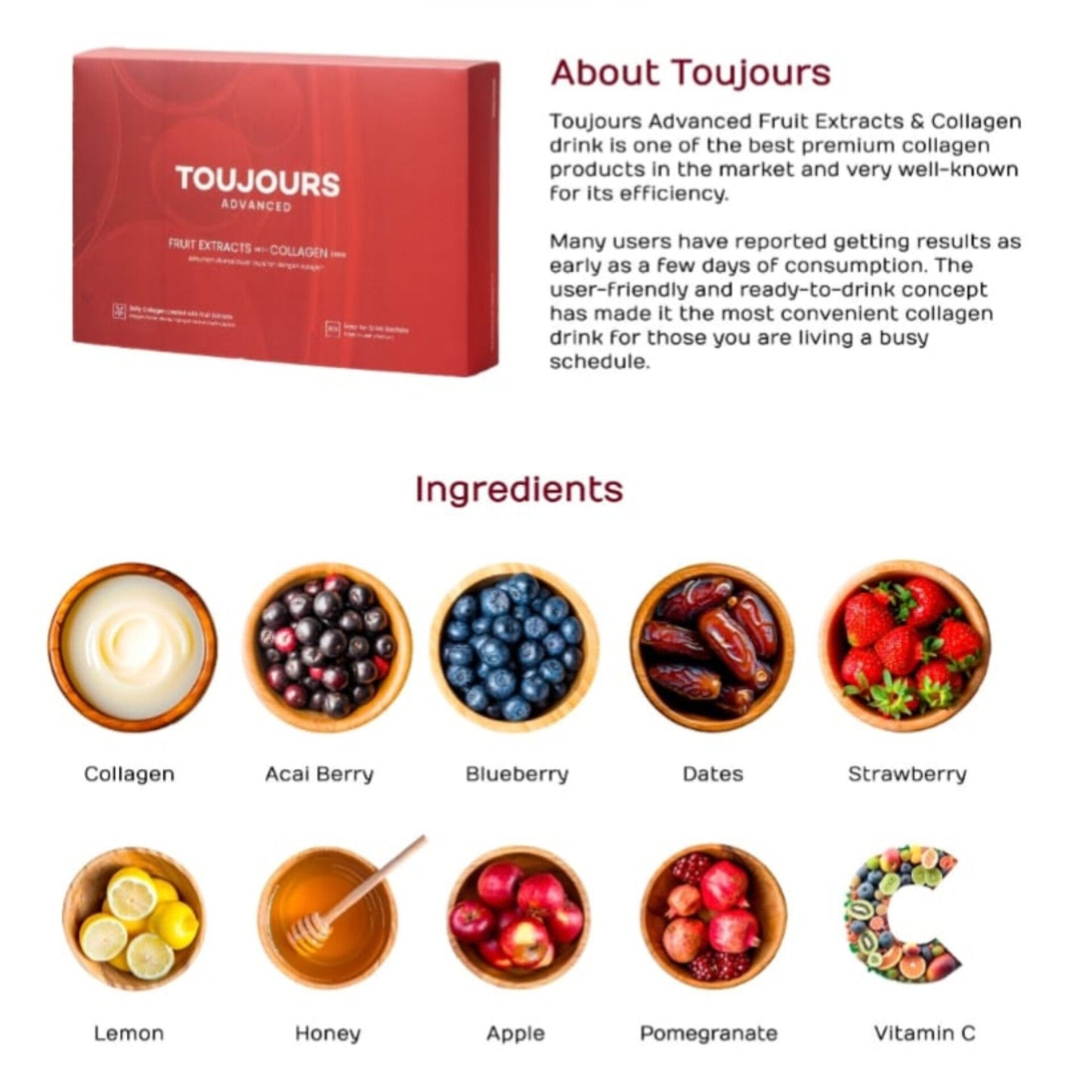 Toujours Advanced Fruit Extracts with Collagen Drink